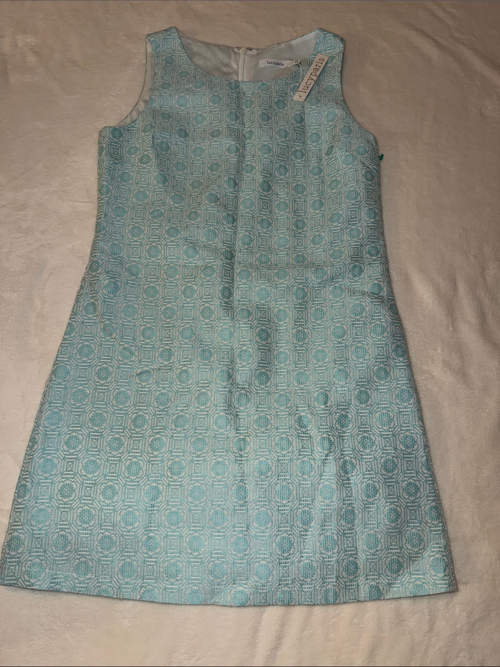 Lucy Paris Aqua Blue Textured Shift Dress